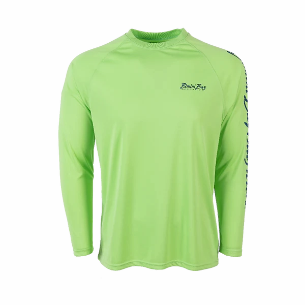 Bimini Bay Outfitters Hook M' Men's Long Sleeve Performance Shirt - Mahi Lime