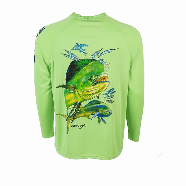 Bimini Bay Outfitters Hook M' Men's Long Sleeve Performance Shirt - Mahi Lime