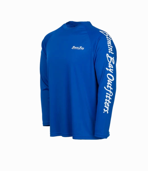 Bimini Bay Outfitters Hook M' Men's Long Sleeve Performance Shirt - Mako Electric Blue