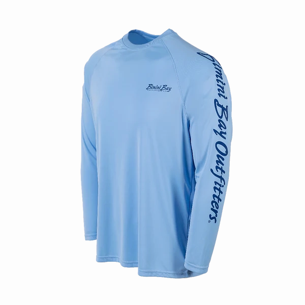 Bimini Bay Outfitters Hook M' Men's Long Sleeve Performance Shirt - Sail Fish Placid Blue