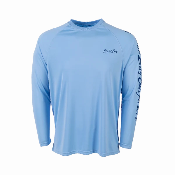 Bimini Bay Outfitters Hook M' Men's Long Sleeve Performance Shirt - Sail Fish Placid Blue