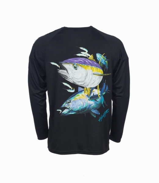Bimini Bay Outfitters Hook M' Men's Long Sleeve Performance Shirt - Yellowfin Black