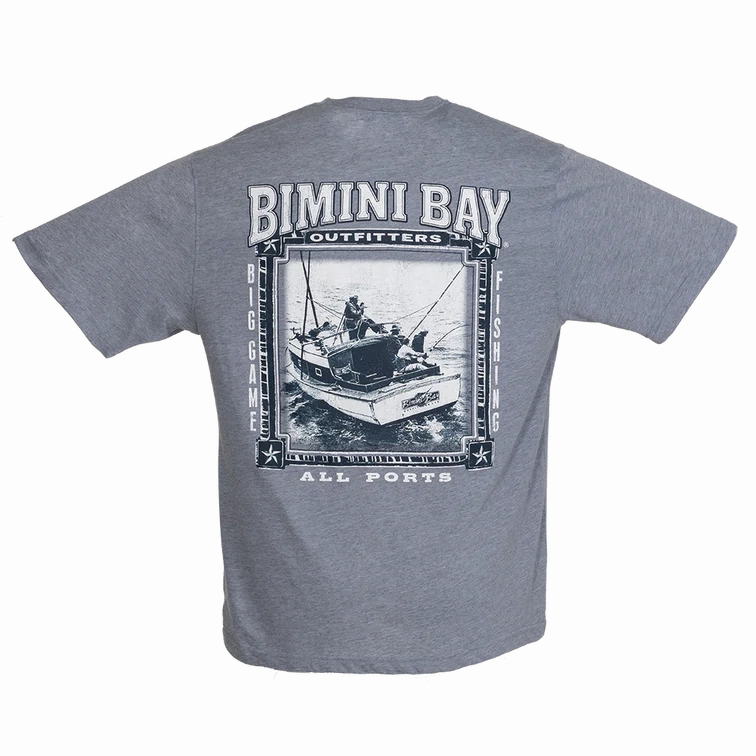 Bimini Bay Outfitters Short Sleeve Graphic Tee -  All Ports Dark Gray