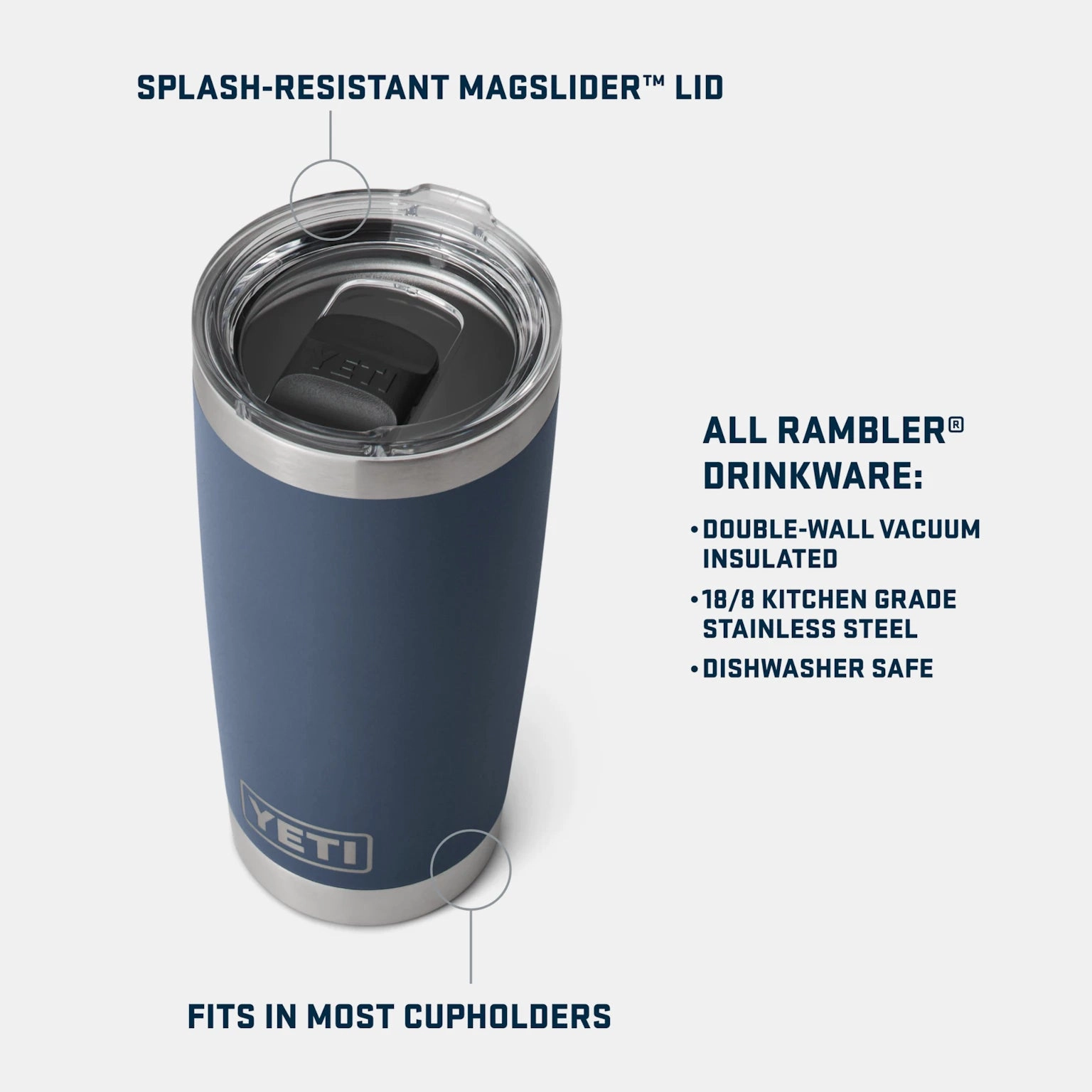 Yeti Rambler 20oz Tumbler With Mag Slider Lid